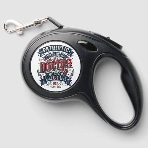 Patriotic Doctor 4th of July Vintage Shirt Design_ Retractable Pet Leash