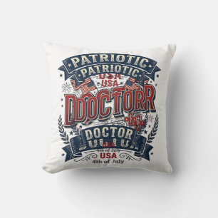 Patriotic Doctor 4th of July Vintage Shirt Design_ Throw Pillow