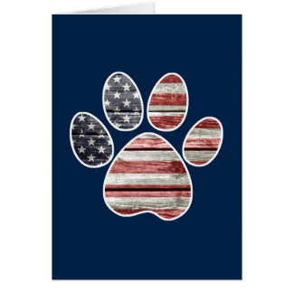 Patriotic Dog, American Flag Paw Print Cards