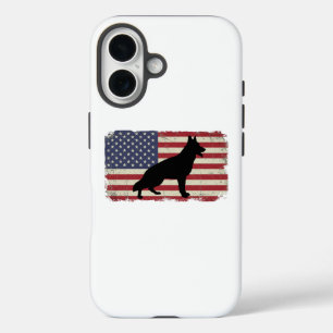 Patriotic DOG American Flag Vintage iPhone 16 Case