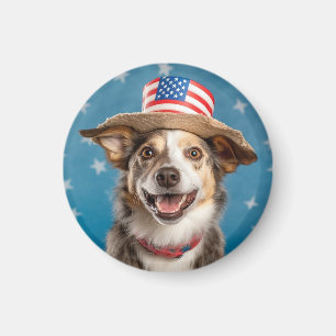 Patriotic Dog American style citizen voting 2024 Magnet