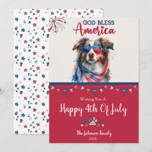 Patriotic Dog-Australian Shepherd 4th Of July Card