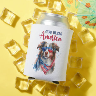 Patriotic Dog-Australian Shepherd Can Cooler