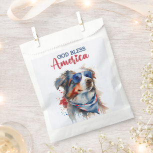 Patriotic Dog-Australian Shepherd Favor Bag