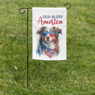 Patriotic Dog-Australian Shepherd Garden Flag