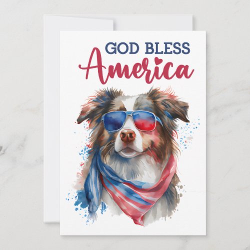 Patriotic Dog_ Australian Shepherd Holiday Card