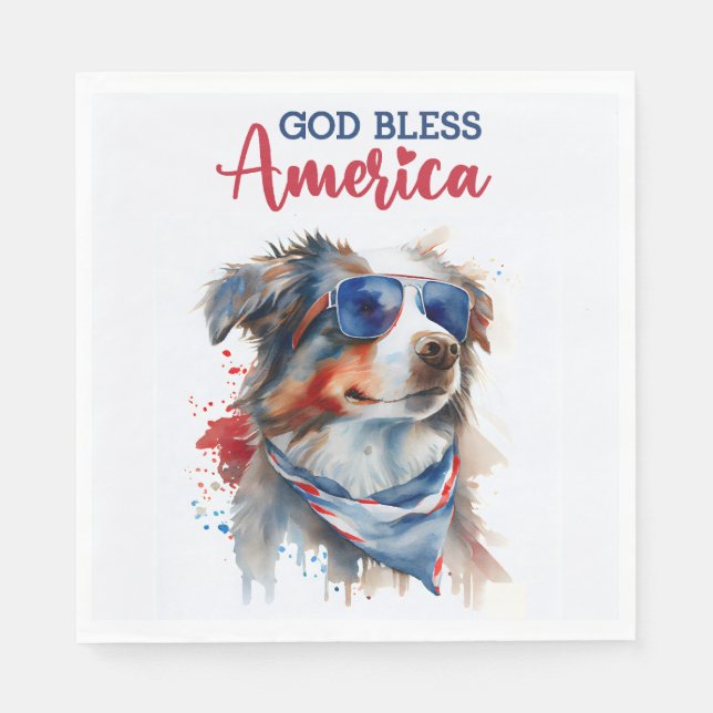 Patriotic Dog-Australian Shepherd Napkins (Front)