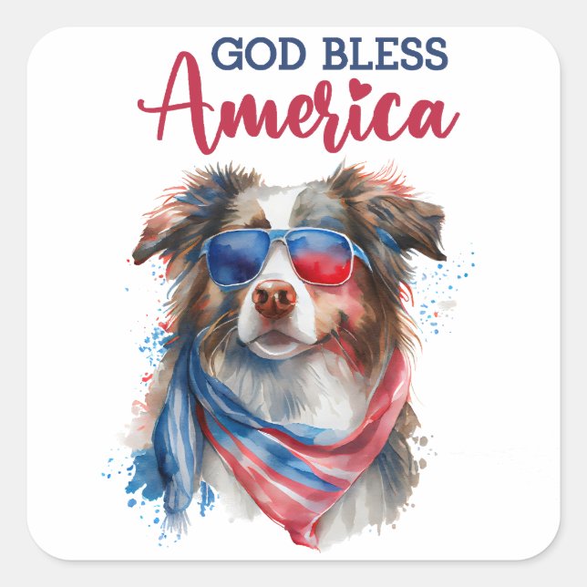 Patriotic Dog-Australian Shepherd Square Sticker (Front)