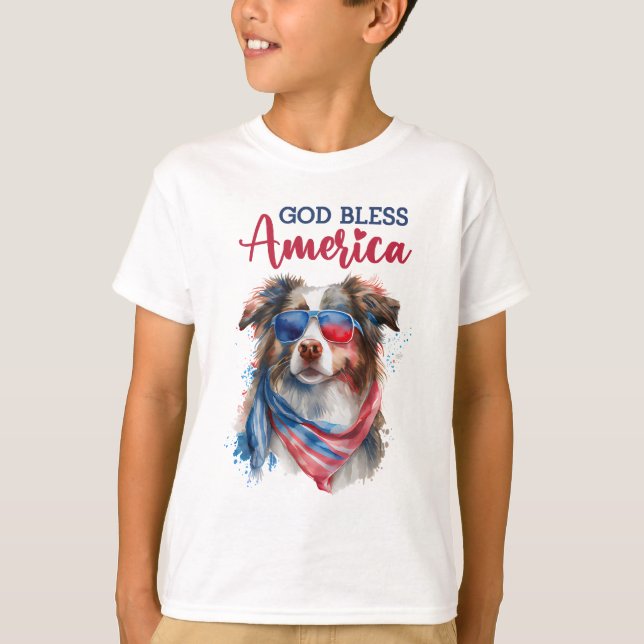 Patriotic Dog-Australian Shepherd T-Shirt (Front)