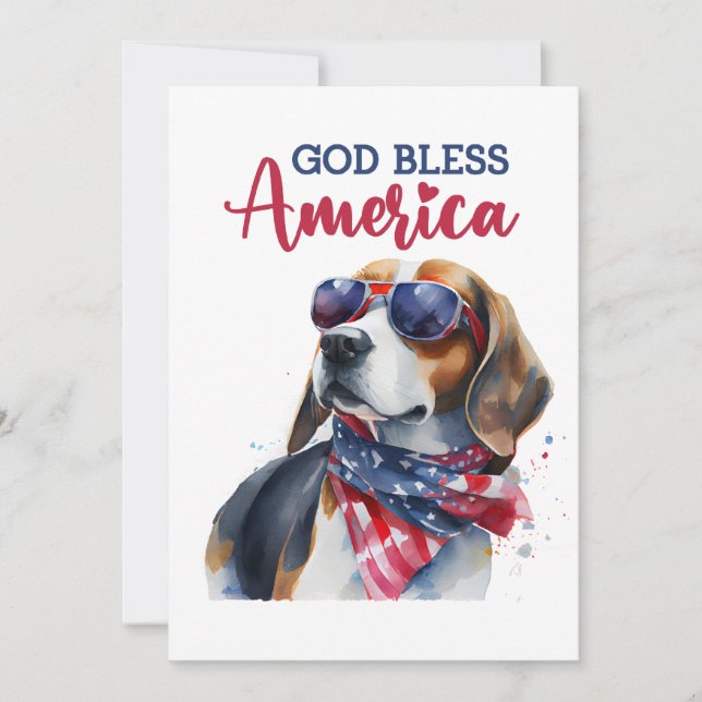 Patriotic Dog- Beagle 4th of July Card (Front)