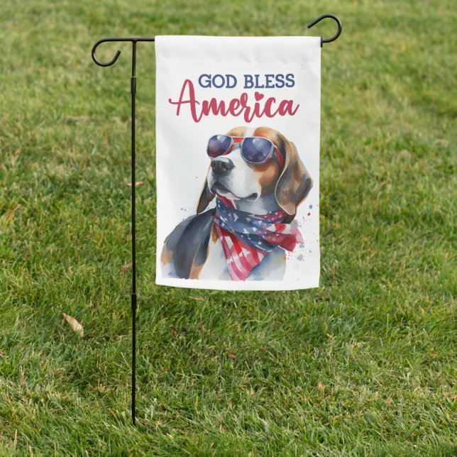 Patriotic Dog-Beagle Garden Flag (In SItu)