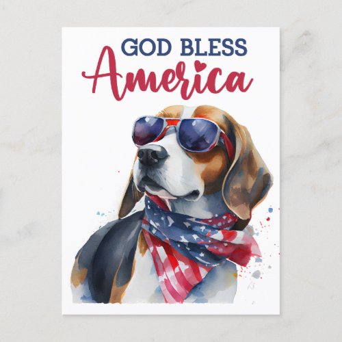 Patriotic Dog_Beagle Postcard