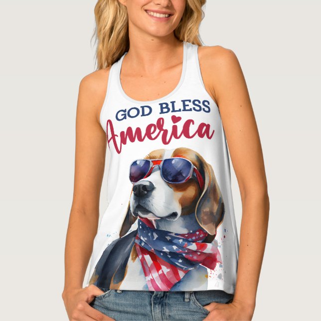 Patriotic Dog-Beagle Tank Top (Front)