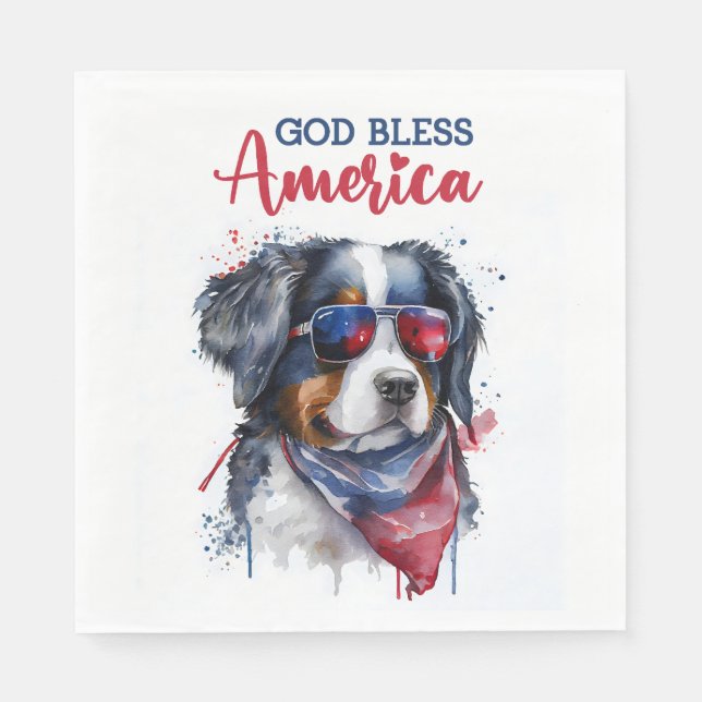 Patriotic Dog-Bernese Napkins (Front)