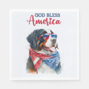 Patriotic Dog-Bernese Napkins