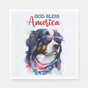 Patriotic Dog-Bernese Napkins