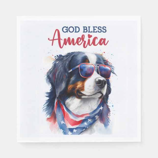 Patriotic Dog-Bernese Napkins (Front)