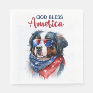 Patriotic Dog-Bernese Napkins