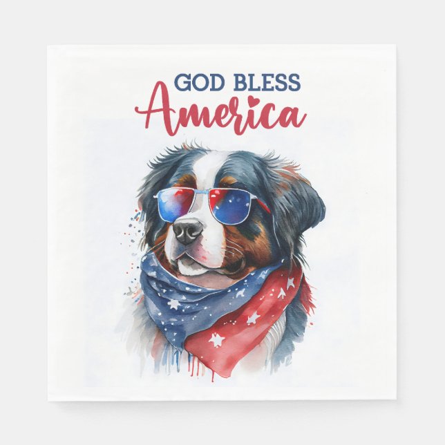 Patriotic Dog-Bernese Napkins (Front)