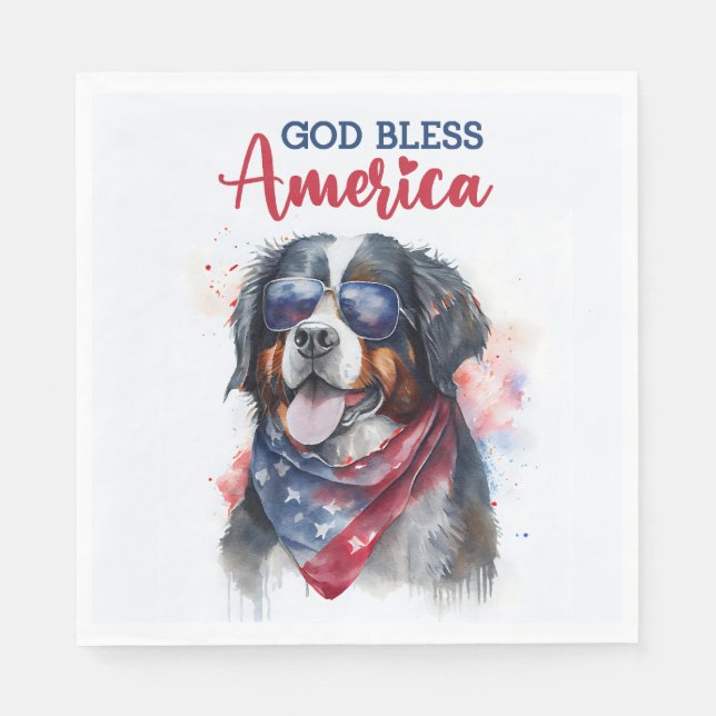 Patriotic Dog-Bernese Napkins (Front)