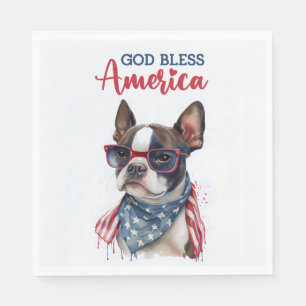 Patriotic Dog-Boston Terrier Napkins