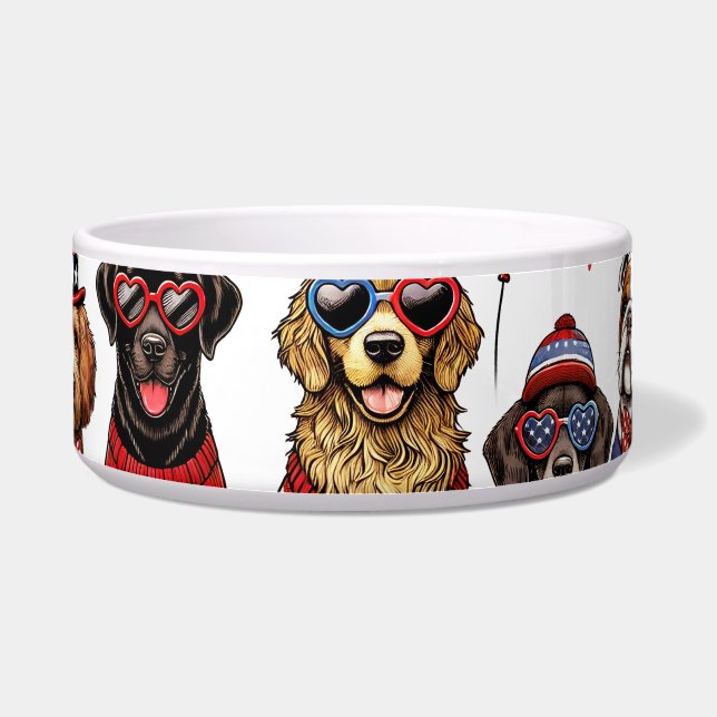 Patriotic Dog  Bowl (Front)