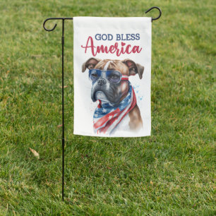 Patriotic Dog-Boxer Garden Flag