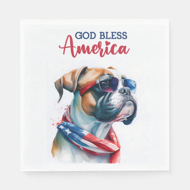 Patriotic Dog-Boxer Napkins (Front)