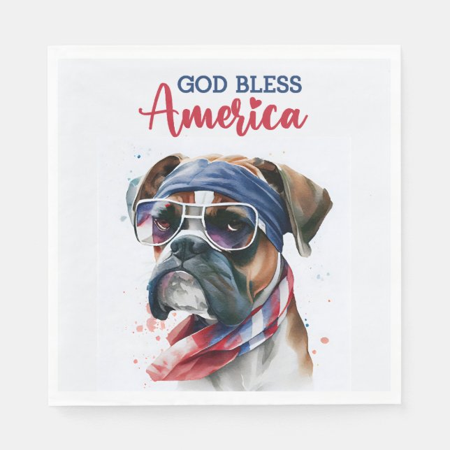Patriotic Dog-Boxer Napkins (Front)