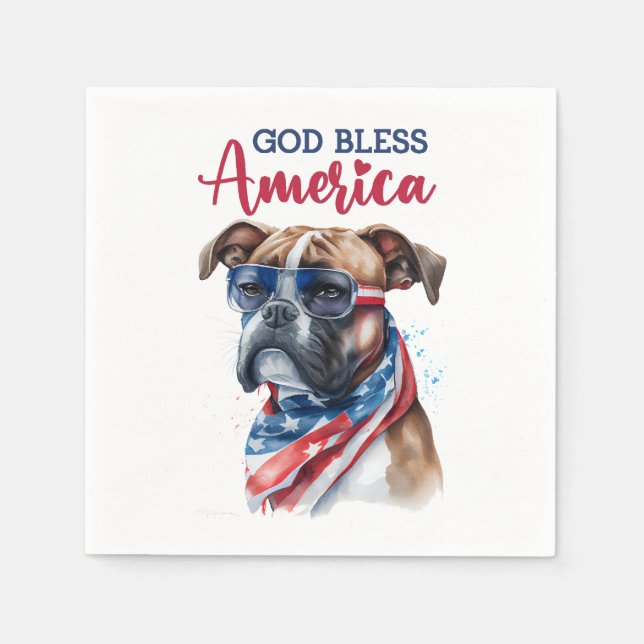 Patriotic Dog-Boxer Napkins (Front)