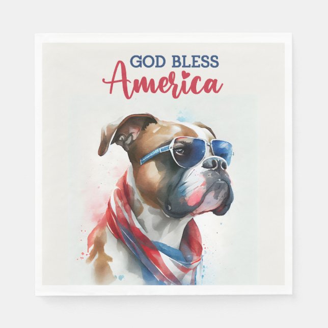 Patriotic Dog-Boxer Napkins (Front)