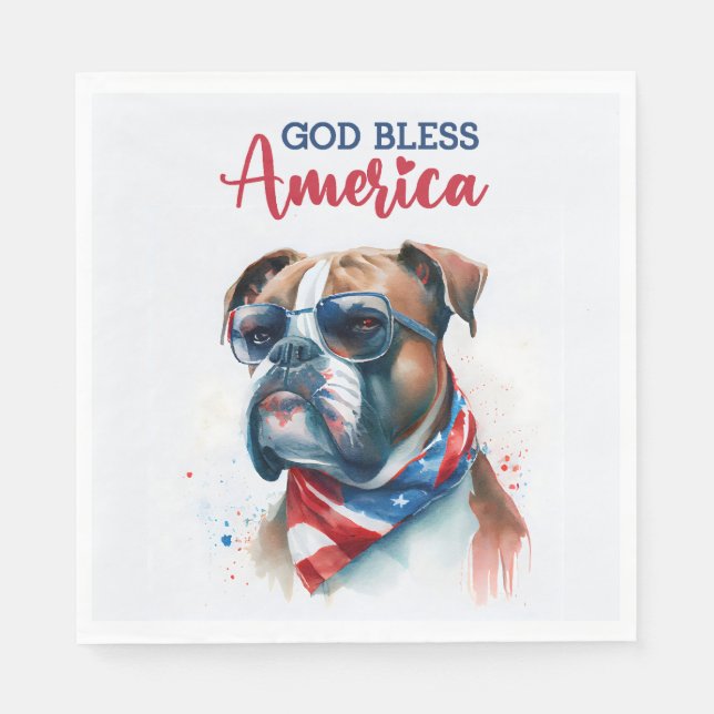 Patriotic Dog-Boxer Napkins (Front)