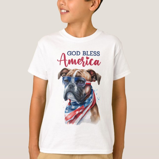 Patriotic Dog-Boxer T-Shirt (Front)