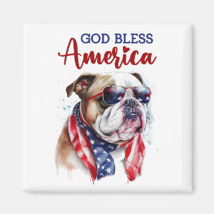 Patriotic Dog-Bulldog Magnet