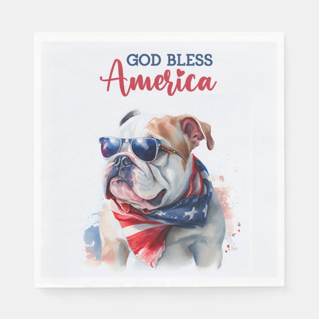 Patriotic Dog-Bulldog Napkins (Front)