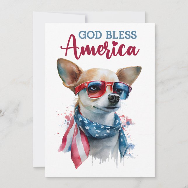 Patriotic Dog- Chihuahua 4th of July Card (Front)