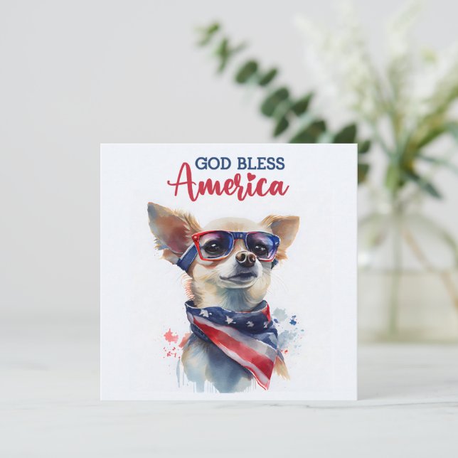 Patriotic Dog-Chihuahua 4th of July Card (Standing Front)