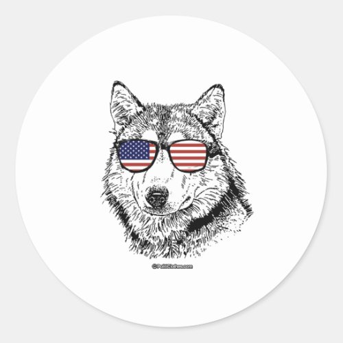 Patriotic Dog Classic Round Sticker