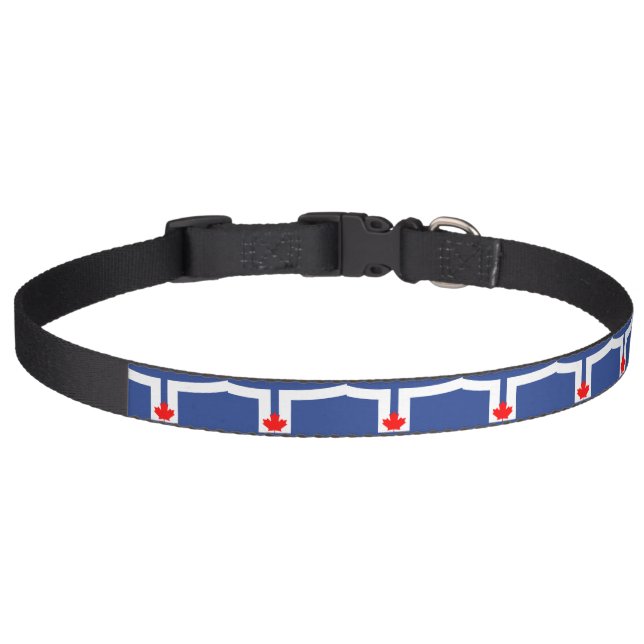 Patriotic dog collar with Flag of Toronto, Canada (Front)