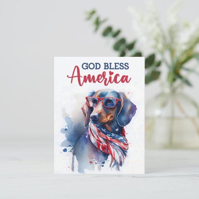 Patriotic Dog-Dachshund 4th of July Card (Standing Front)