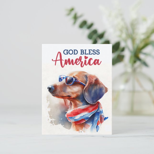 Patriotic Dog-Dachshund 4th of July Card (Standing Front)