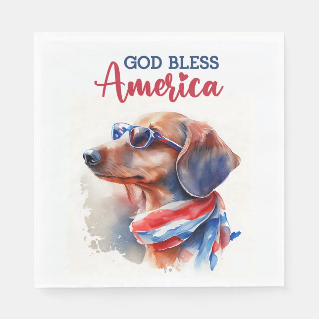Patriotic Dog-Dachshund Napkins (Front)