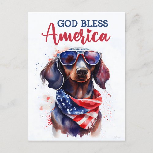 Patriotic Dog_Dachshund Postcard