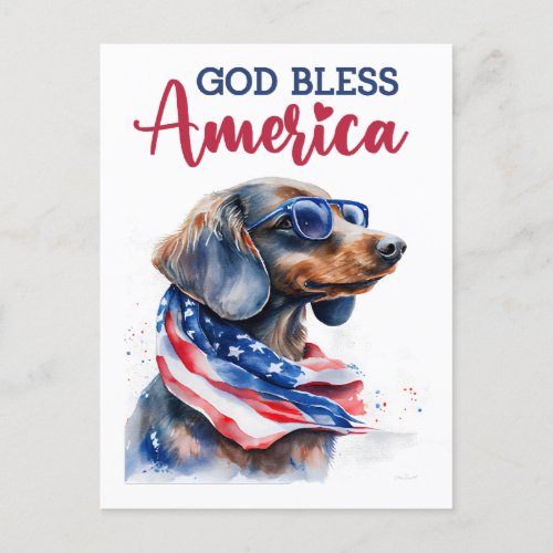 Patriotic Dog_Dachshund Postcard