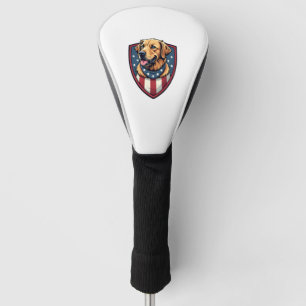 Patriotic Dog Dad Golden Retriever Engraving Shirt Golf Head Cover
