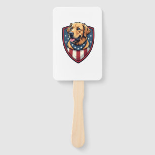 Patriotic Dog Dad Golden Retriever Engraving Shirt Hand Fan