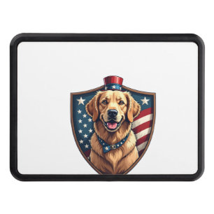 Patriotic Dog Dad Golden Retriever Engraving Shirt Hitch Cover