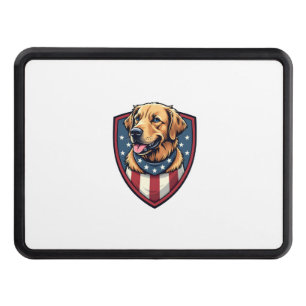 Patriotic Dog Dad Golden Retriever Engraving Shirt Hitch Cover