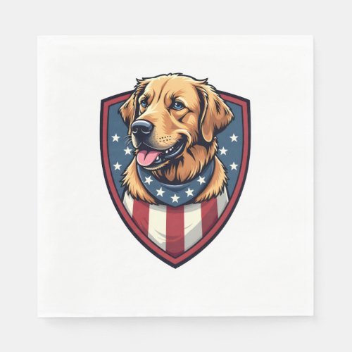 Patriotic Dog Dad Golden Retriever Engraving Shirt Napkins