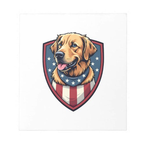 Patriotic Dog Dad Golden Retriever Engraving Shirt Notepad